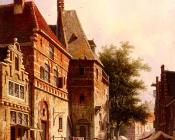 阿德里亚努斯 埃沃森 : A Sunlit Street On A Market Day